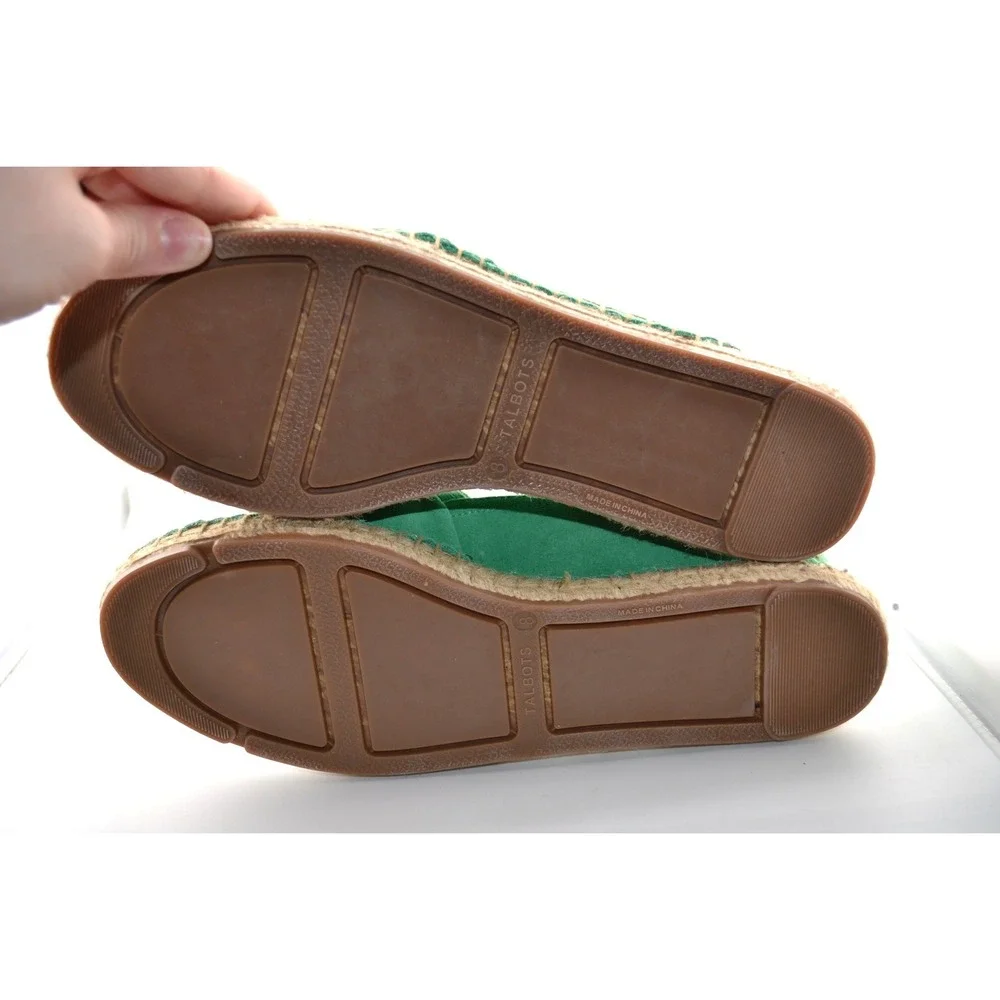Talbots Espadrille Flats Women 8M Green Excellent Suede‎ Knotted Bow Womens